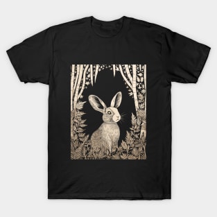 Minimalistic Rabbit Line Art Bunny T-Shirt